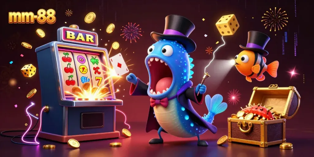 Experience thrilling gameplay with mm-88 featuring deep-sea creatures in a magical casino setting.