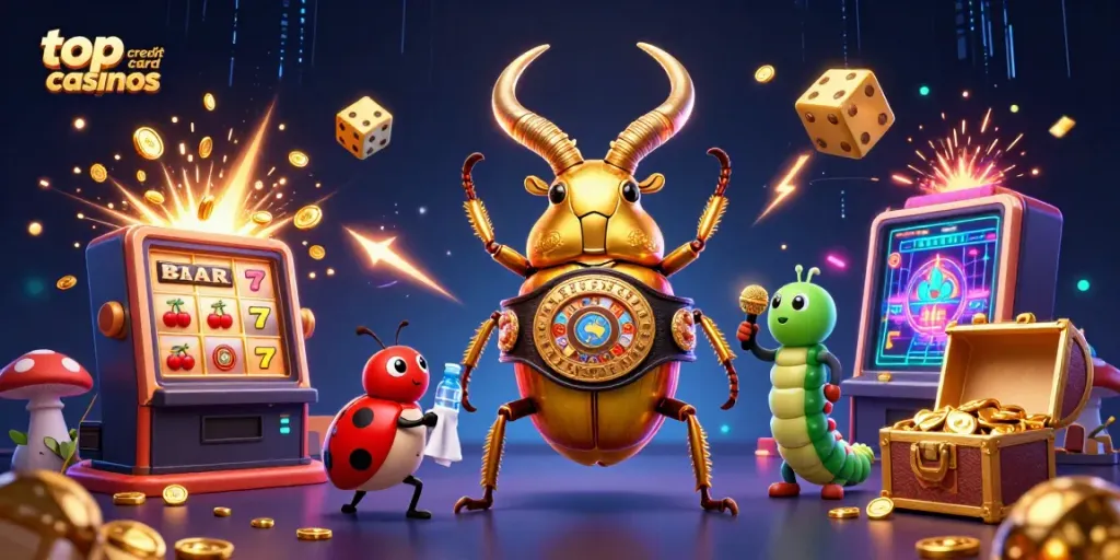 Experience excitement with top credit card casinos featuring vibrant game elements and dynamic characters.