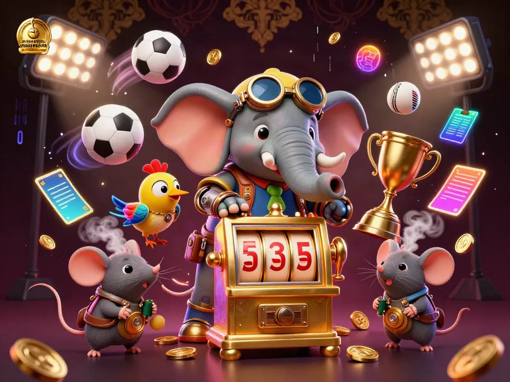Engaging scene of a steampunk elephant engineer at a golden slot machine, depicting the online casino real money Australia vibe.