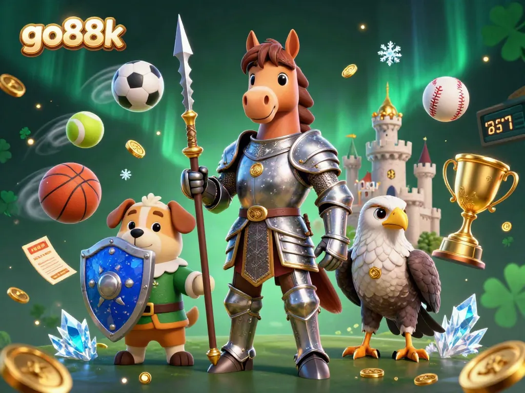 Engage with go88k's exciting gaming experience featuring vibrant knights and sports elements.
