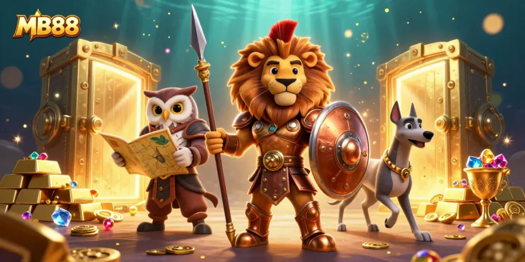 Experience thrilling gameplay at MB88 with vibrant characters and dynamic casino elements.