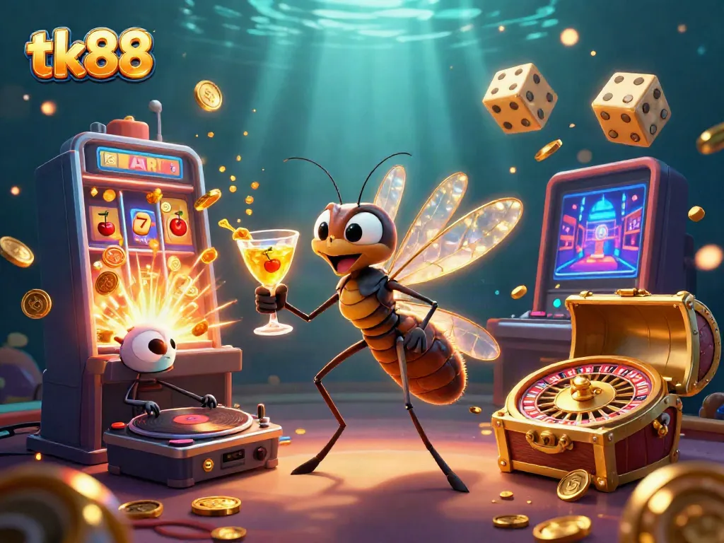 Experience thrilling jackpots with tk88's vibrant online casino scene featuring exciting game elements and characters.