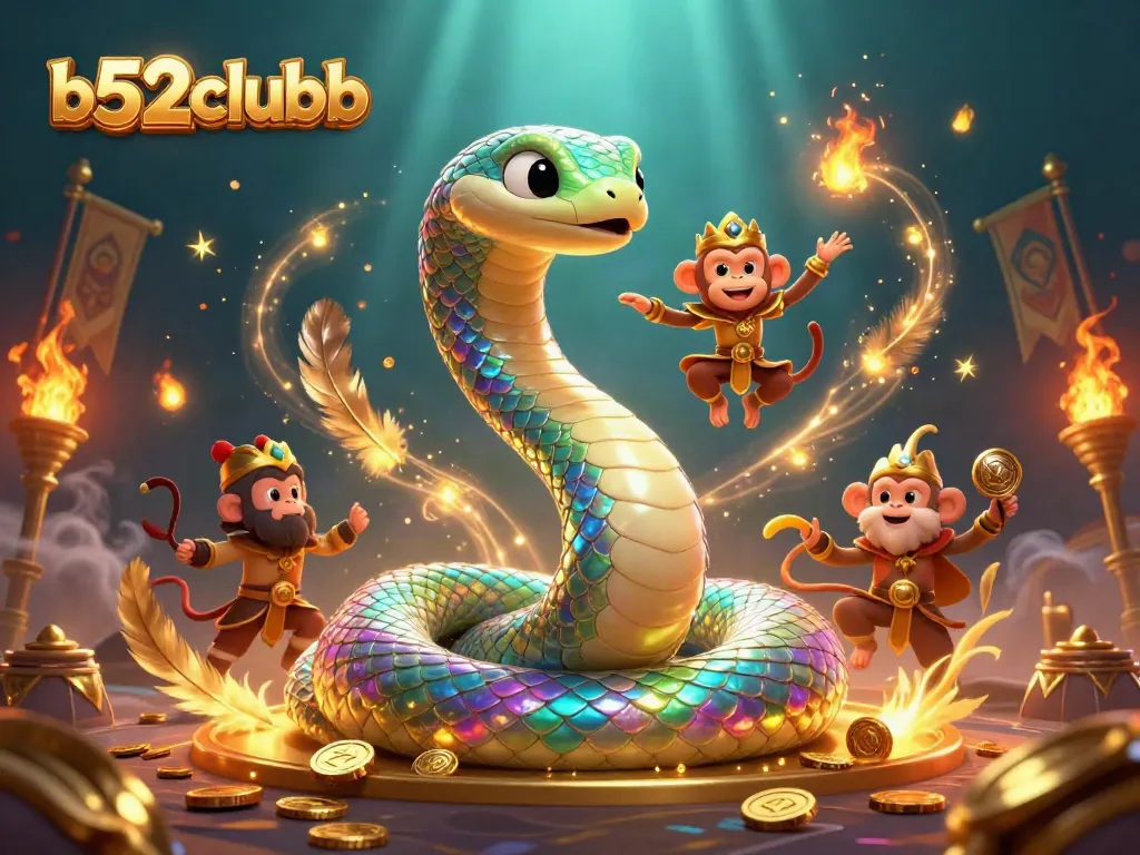 Experience gaming magic with b52clubb's enchanting 3D illustration of a vibrant casino adventure scene.