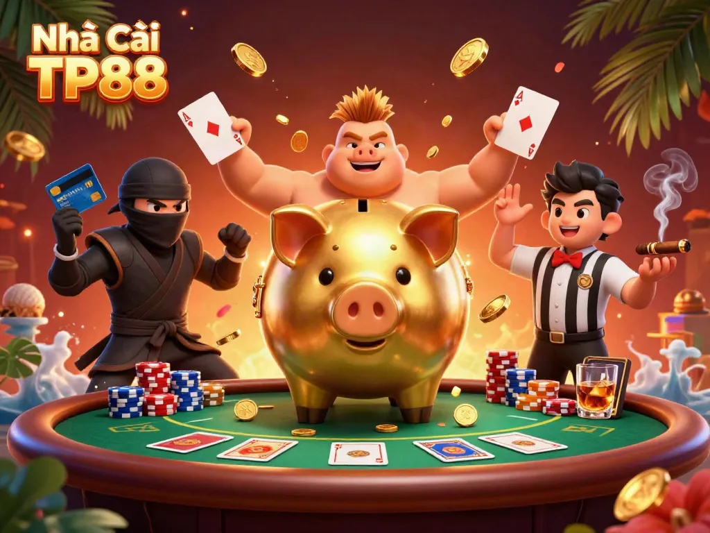 Experience the excitement at Nhà cái TP88 with dynamic casino characters and game elements energizing the scene.