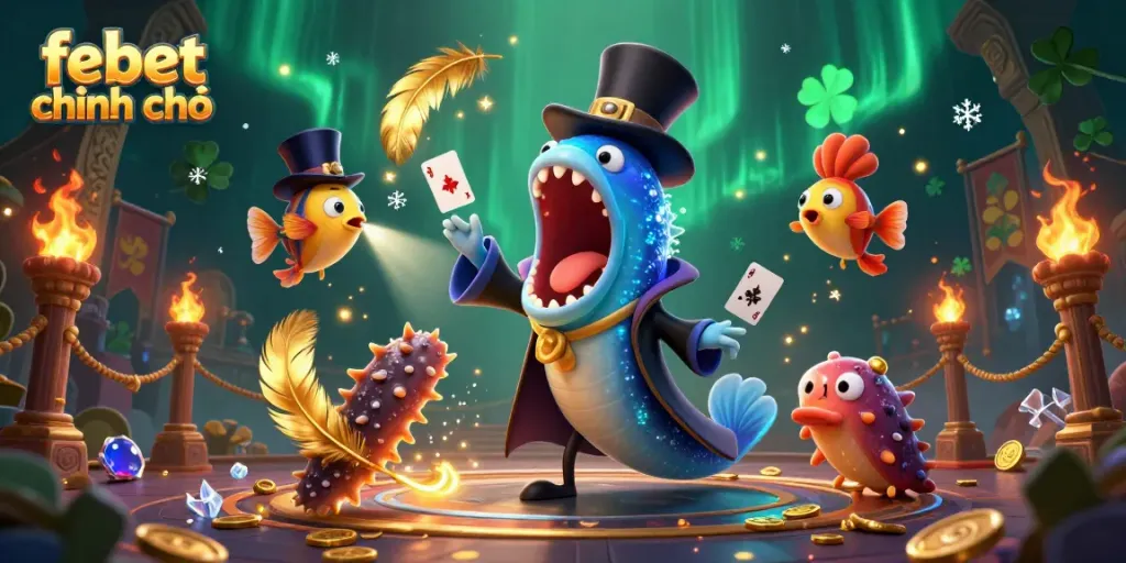 Experience the magic of gambling with a spectacular febet chính chủ performance scene featuring vibrant 3D sea creatures.