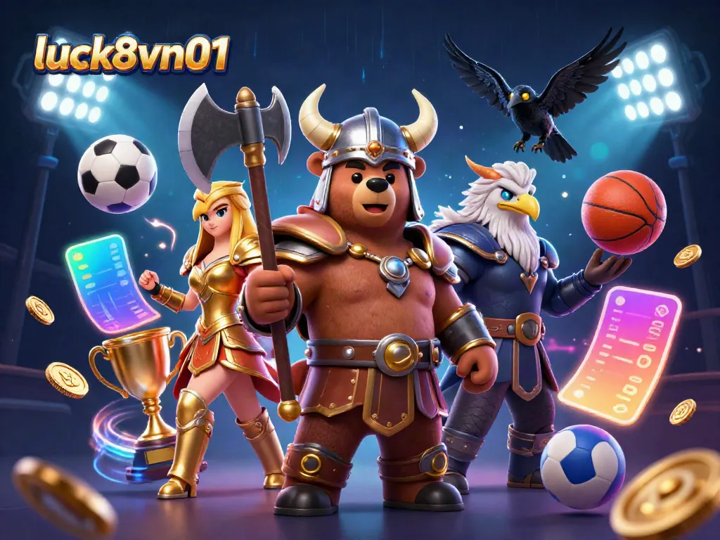 Experience the excitement of luck8vn01 with dynamic casino-themed characters and elements in action.