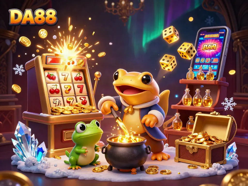 Experience DA88's captivating casino world with dynamic 3D characters and vibrant game elements.